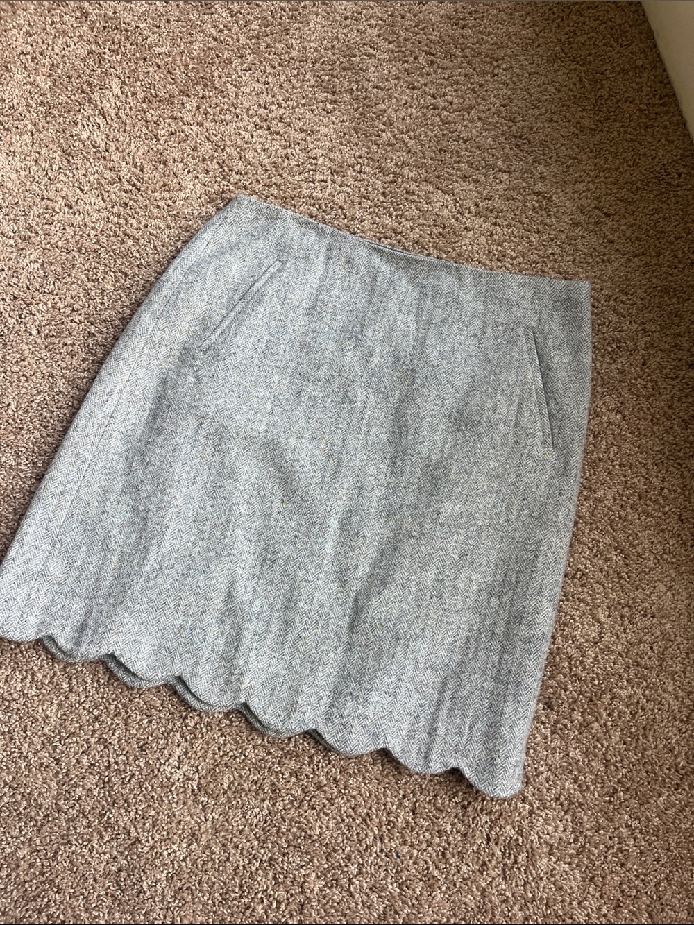 Talbots Gray Scallop Hem Mini Skirt